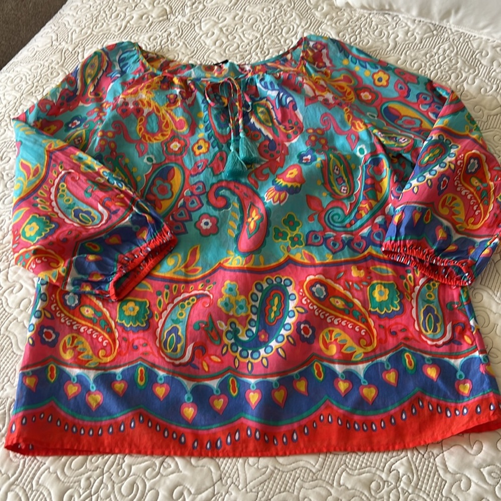Talbots multicolor tie-front tunic - Picture 11 of 15